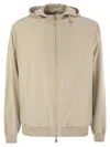 Fedeli Reversible Bomber Jacket With Hood In Cashmere Flannel And Airstop In Multi