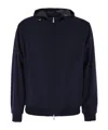 Fedeli Reversible Bomber Jacket With Hood In Cashmere Flannel And Airstop In Black