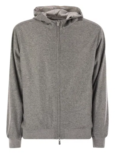 Fedeli Reversible Bomber Jacket With Hood In Cashmere Flannel And Airstop In Multi