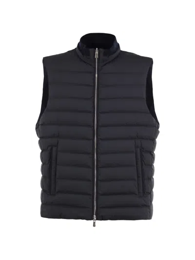 Fedeli Reversible Cashmere And Technical Quilted Gilet In Blue
