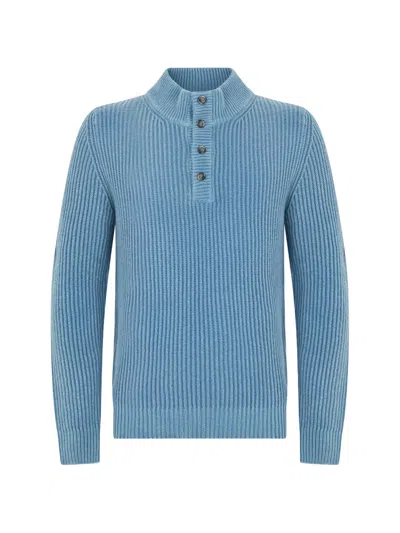 Fedeli Ribbed Cashmere Sweater In Blue