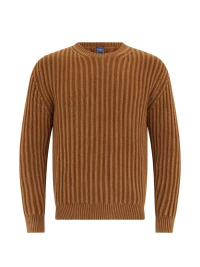 Fedeli Ribbed Cashmere Sweater In Brown