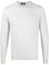 Fedeli Ribbed Crew Neck Jumper In Grey
