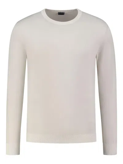 Fedeli Ribbed Crew-neck Sweater In Grey