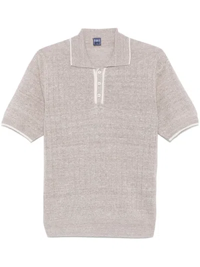 Fedeli Ribbed-knit Polo Shirt In Brown