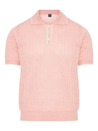 Fedeli Ribbed-knit Polo Shirt In Pink