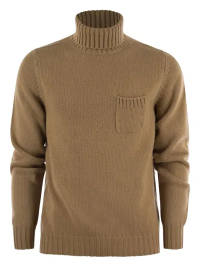 Fedeli Wool And Cashmere Turtleneck Jumper In Brown