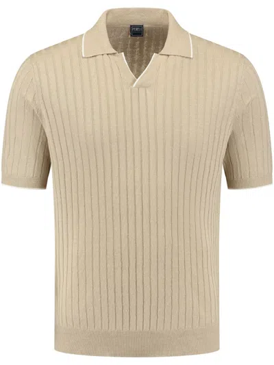 Fedeli Ribbed Polo Shirt In Neutrals