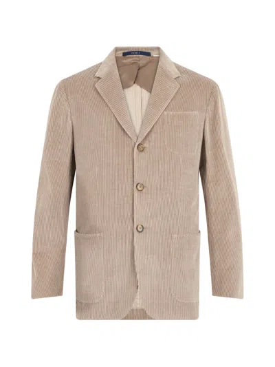 Fedeli Ribbed Single-breasted Jacket In Neutral