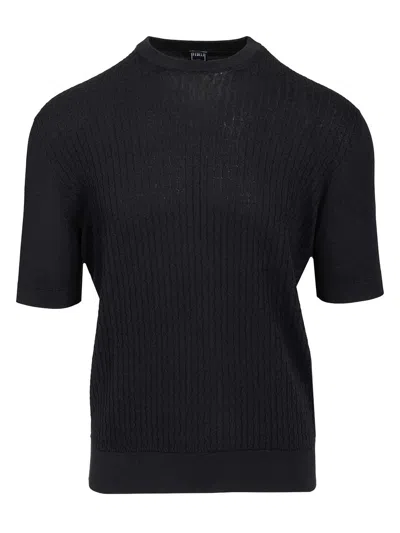Fedeli Ribbed T-shirt Knitwear Blue