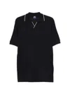 Fedeli Ribbed V-neck T-shirt In Blue