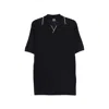 Fedeli Ribbed V-neck T-shirt In Blue