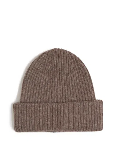 Fedeli Ribbed-knit Beanie Hat In Gold