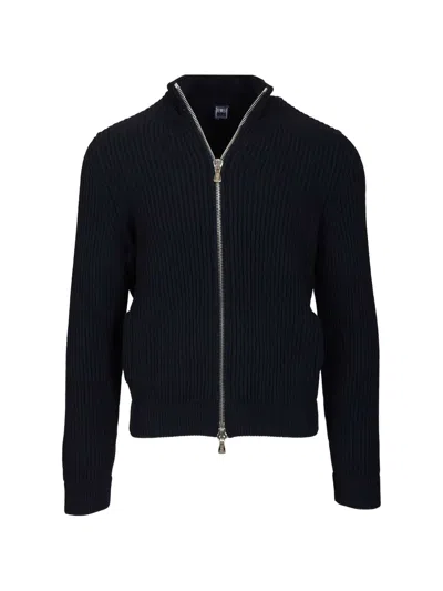 Fedeli Ribbed-knit Cashmere Cardigan In Black