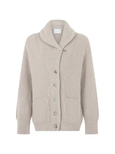Fedeli Ribbed-knit Shawl-collar Cardigan In White