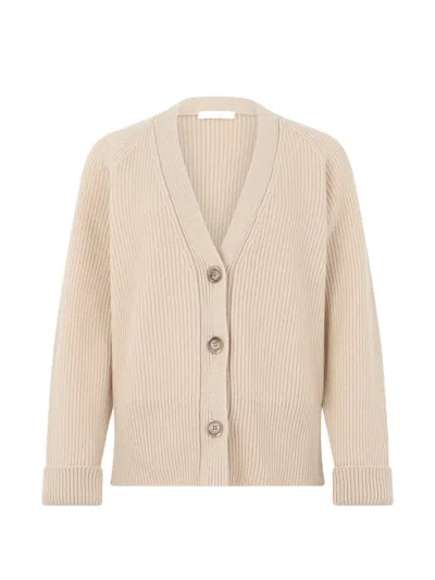 Fedeli Ribbed-knit V-neck Cardigan In Neutral