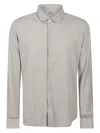 Fedeli Long-sleeved Cotton Shirt With Classic Collar In Taupe