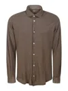 Fedeli Classic Cotton Piquet Shirt With Tailored Fit In Brown