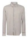 Fedeli Long-sleeved Cotton Shirt With Classic Collar In Taupe