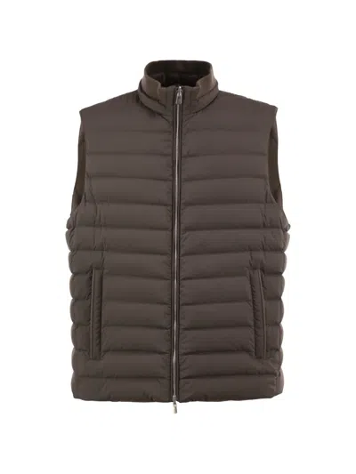 Fedeli Reversible Cashmere And Technical Quilted Gilet In Brown
