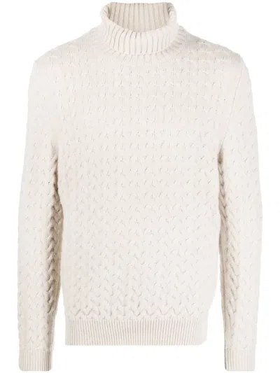 FEDELI ROLL-NECK CABLE-KNIT JUMPER