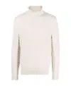 Fedeli Roll-neck Cable-knit Jumper In White