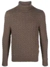 Fedeli Roll-neck Chunky-knit Jumper In Brown