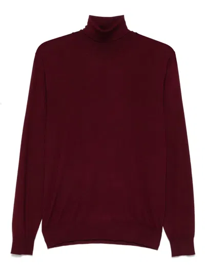Fedeli Roll-neck Long-sleeve Top In Red