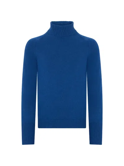 Fedeli Roll-neck Cashmere Sweater In Blue