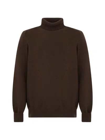 Fedeli Roll-neck Cashmere Sweater In Brown