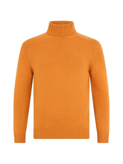 Fedeli Roll-neck Cashmere Sweater In Orange