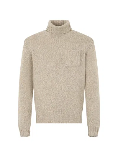 Fedeli Roll-neck Chest-pocket Sweater In Neutral