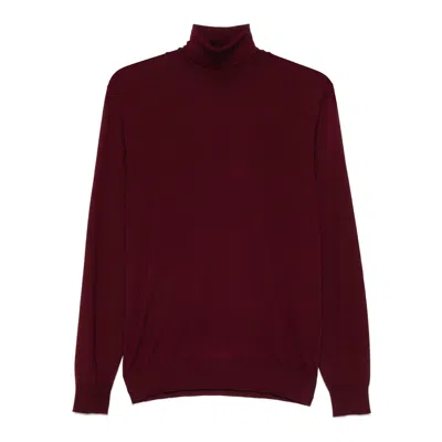 Fedeli Roll-neck Long-sleeve Top In Red
