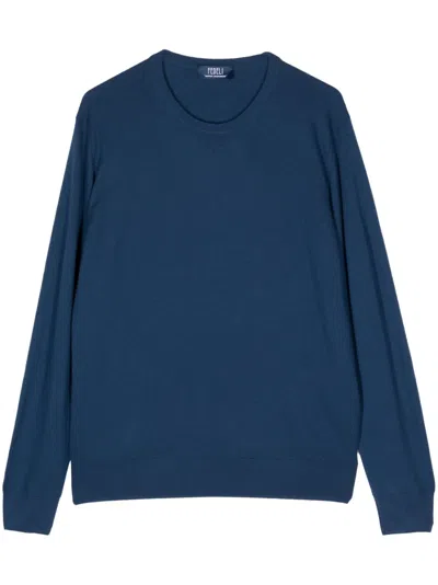 Fedeli Round-neck Jumper In Blue