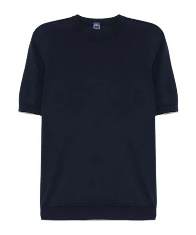 Fedeli Round Neck Knitted T-shirt In Black