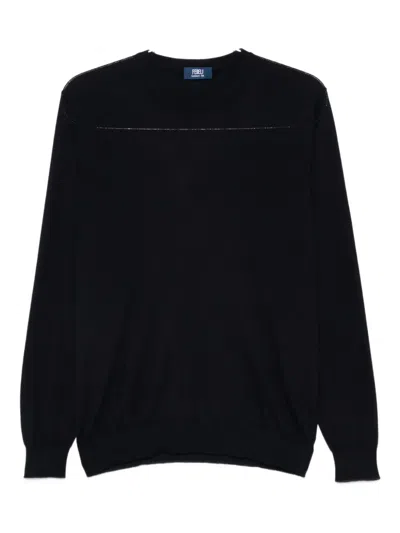 Fedeli Round-neck Long-sleeve Top In Black