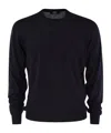 Fedeli Crew-neck Sweater In Virgin Wool In Black