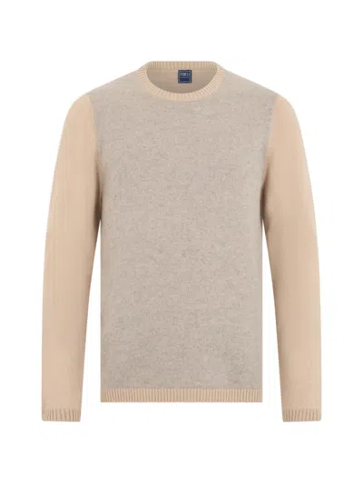 Fedeli Round-neck Cashmere Sweater In Neutral