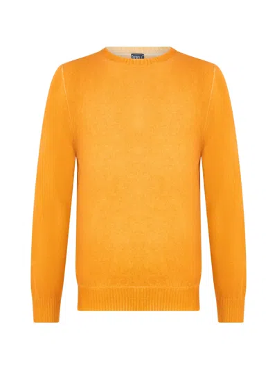 Fedeli Round-neck Cashmere Sweater In Orange