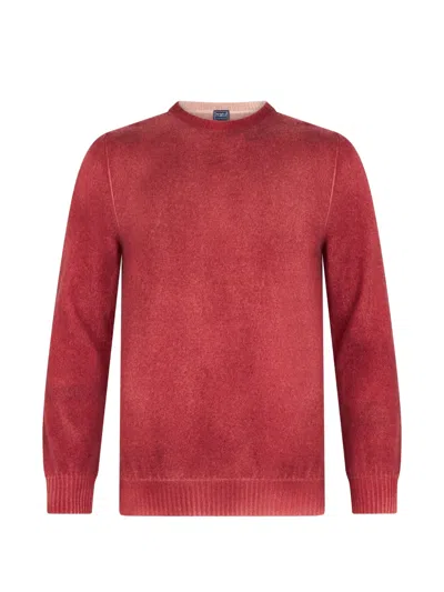 Fedeli Round-neck Cashmere Sweater In Red