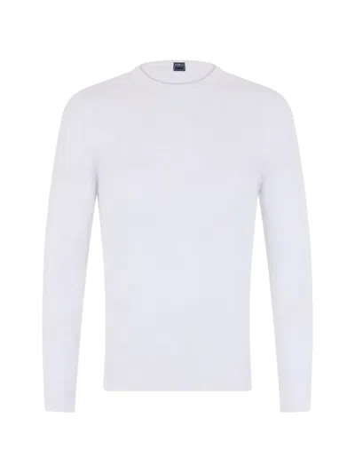 Fedeli Round-neck Cotton Sweater In White