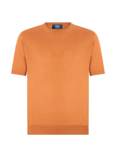 Fedeli Round-neck Short-sleeve T-shirt In Orange