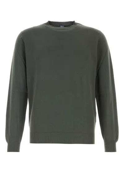 FEDELI FEDELI SAGE GREEN COTTON SWEATER