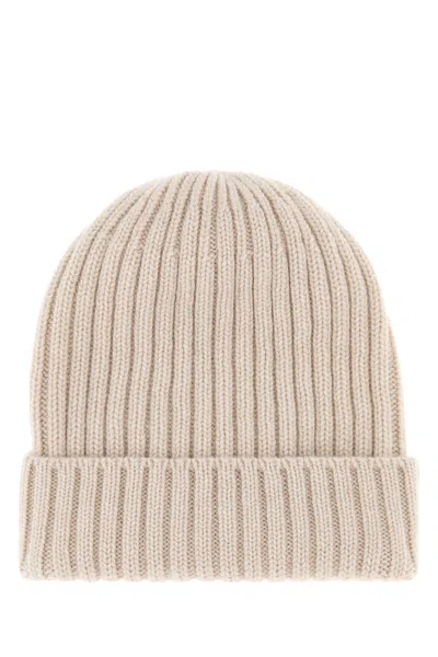 Fedeli Sand Cashmere Beanie Hat In Brown
