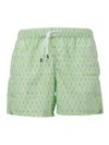 Fedeli Seahorse Pattern Drawstring Swim Shorts In Green