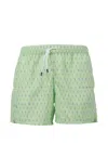 Fedeli Seahorse Pattern Drawstring Swim Shorts In Green