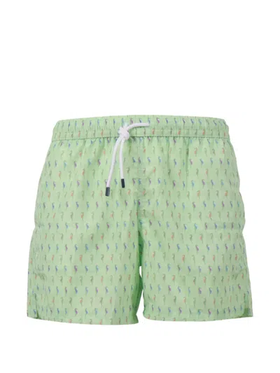Fedeli Seahorse Print Swim Trousers In Green