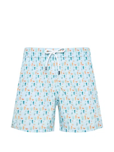 Fedeli Seahorse-print Drawstring Swim Shorts In Black