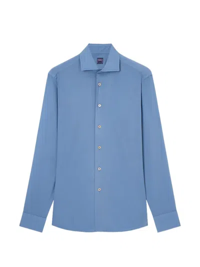 Fedeli Sean Long-sleeve Button-down Shirt In Blue