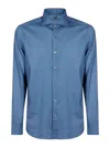 Fedeli Long-sleeve Stretch-cotton Shirt In Blue